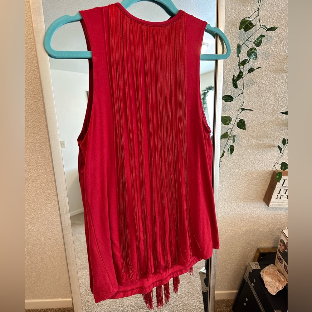 Cowgirl Up Red Fringe Tank Top - Picture 4 of 4